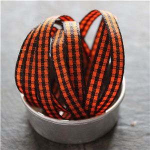 Mini Check Ribbon - Orange/Black